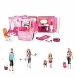 Barbie Pink Glamour Camper Full Set w/ ALL 5 Dolls - Ken, Skipper, Stacy, Kelly, Barbie