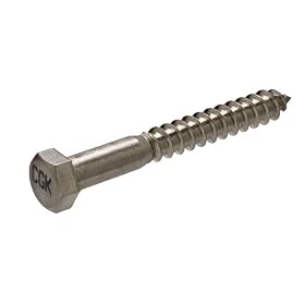 Crown Bolt 10720 1/4 Inch x 1-1/2 Inch Stainless Steel Hex-Head Lag Screws, 25-Count