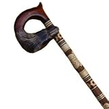 Carved Walking Stick - Gripping Wolf