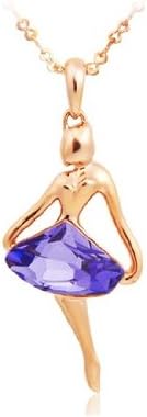 PHAL Rigant 18K RGP Purple Cubic Zirconia Accented Dancing Girl Necklace (Gold)