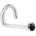 Solid 14KT White Gold 2mm Black Diamond Spike Left Nostril Screw - 20 Gauge