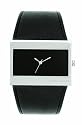 Karen Millen ladies black leather strap with black dial watch