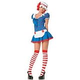 3PC Raggedy Ann Rag Doll Sexy Holiday Party Costume (X-Small-Blue/Red)