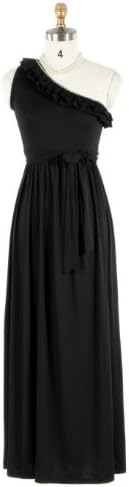 free2mys Women's One Shoulder Maxi Long Dress (Black)