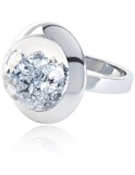 Stardust 3Ct Diamond 20mm Sapphire Dome Silver Ring