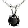 1.50cttw Single Stone Natural Treated Black Round Diamond (AAA-Clarity,Deep Black-Color) Pendant in 14k White Gold.Included with 18 inch 14k White Gold Chain.