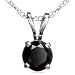 1.50cttw Single Stone Natural Treated Black Round Diamond (AAA-Clarity,Deep Black-Color) Pendant in 14k White Gold.Included with 18 inch 14k White Gold Chain.