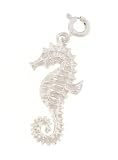 Sterling Silver 16 Figaro Chain Necklace with Charm Sea Horse and Clasp