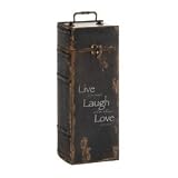 Live Love Laugh Black Antique Wood Wine Bottle Holder Box [Kitchen]