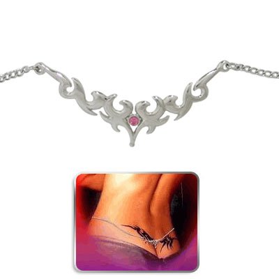 Antique Design Back Belly Chain Silver Plated Non-piercing