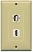 RiteAV - 1 USB A/A and 1 HDMI Port Decorative Wall Plate - Ivory - Bracket Included