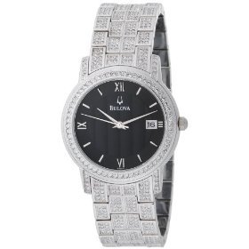 Bulova #96B011 Men's Ice Out Crystal Accented Watch