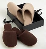 Hotel Collection S/M Cashmere Slippers in Champagne color