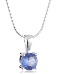 VINANI brand Germany 925 Sterling Silver Women Pendant round Stone blue Zirconia in shiny frame with Snake Chain Necklace AKZB-S