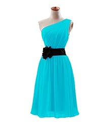 Chiffon/Satin Short Belted One Shoulder Evening Dress/Bridesmaid Dress/Prom Dress/Party Dress/Wedding Dress 