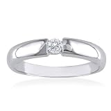 .10 Ctw Diamond Solitaire 14K White Gold Promise Ring