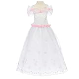 Special Occasion Dress - White Satin with Pink Organza (Girls Size 5)