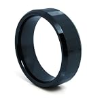 8mm Comfort Fit Black Ceramic Ring Faceted Design Mens Aniversary/engagement/wedding Band (Size 8-12 Available) Size 8