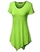 Doublju Women Comfy Short Sleeve Handkerchief Hem Long Tunic with Plus Sizes