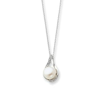 Forever Embraced, Teardrop Pearl Necklace in Sterling Silver by The Black Bow