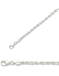 8" 14K White Gold 3.0mm (1/8") Polished Solid Diamond Cut Royal Rope Chain w/ Pear Shape Clasp