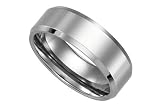7mm Dual Finish Tungsten Carbide Men's Ring with Beveled Edges