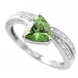 1.29ct Trillion-Cut Peridot & Diamond 14k White Gold Ring