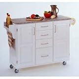Kitchen Cart with Granite Top - White (White) (36H x 52.5W x 18D)