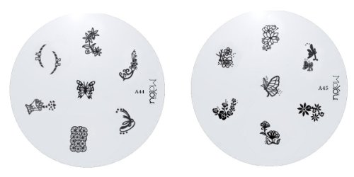 Moyou Nail Art 2 image Plate Bundle- A44+ A45 Preisvergleich