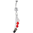 Red Black White Orange Crystal Sports Team Belly Ring