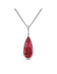 6.71Ct Pear Cut Ruby & Diamond Accented Pendant 14K Gold