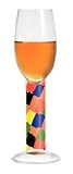 Sherry Glass, Navaja, Color Checked Stem w/ Matching Napkin. Designer Embossed Stem Sherry Goblet