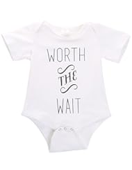 Apparel: Newborn Baby Boys Girls White Short Sleeve Romper Bodysuit Playsuit Outfits (0-3 Months, White)