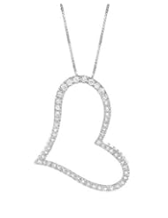 Sterling Silver 2.8 CTW Cubic Zirconia Heart Women Necklace. Length 18 in. Total Item weight 8.3 g.