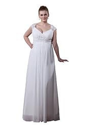 Plus Size V-neck Chiffon/Tulle Wedding Dress 