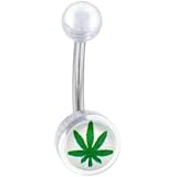 Clear Acrylic HEMP LEAF Logo Belly Button Ring