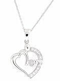 31U1qPoqktL. SL160  Sterling Silver & Simulated Diamond Mothers Day Heart Necklace