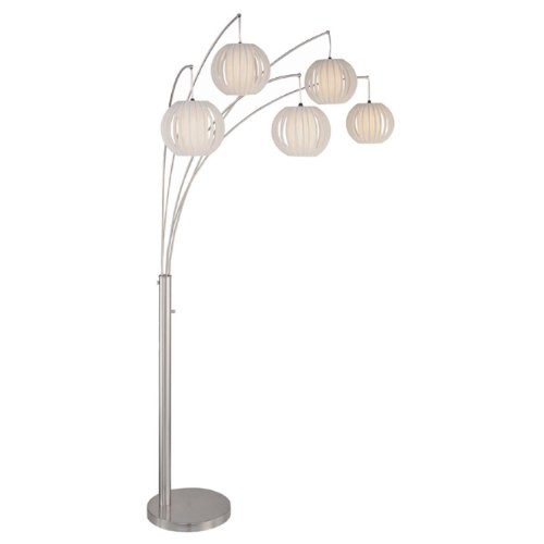 Lite Source LS-8872PS/WHT Deion 5-Lite Arch Lamp, Polished Steel with White Shade