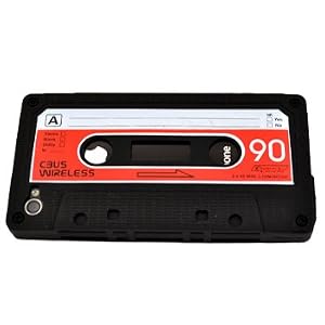 Black/Red Silicone Cassette Tape Case / Skin / Cover for Apple iPhone 4 / 4G