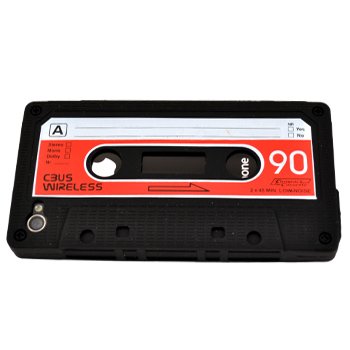 Cbus Wireless brand Black/Red Silicone Cassette Tape Case / Skin / Cover for Apple iPhone 4S / iPhone 4
