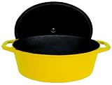 Paylesscookware Quality Enamel Cast Iron Lemon Yellow Oval Dutch Oven 7qt