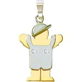 14K Two Tone Gold The Kids Diamond Boy Charm