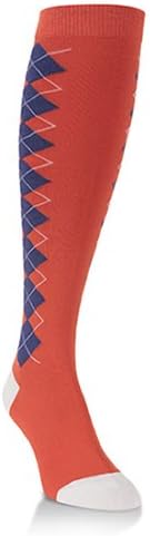 Unisex Orange and Blue Argyle Over the Calf Knee High Socks