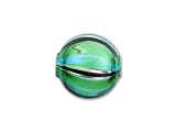 Venetian Blown Glass Round Bead - Aqua, Green and Black Stripes