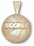 Connecticut Huskies 1/8 UCONN Basketball Pendant - 10KT Gold Jewelry