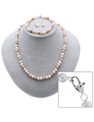 Freshwater white, plum and peach Pearl Set with Sterling Silver