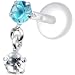 Silver 925 Aqua Clear Round Dangling CZ Tragus Earring
