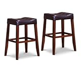 2 29" Saddle Back Espresso Bar Stools Espresso Seat Cherry Legs