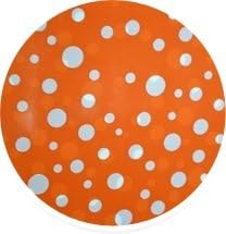 Orange Polka Dot Gift Wrap Bags with Silver Metallic Ties - Package of 8 - Epecially Good for Halloween Parties - Reusable Biodegradable Plastic - 17.75 By 19 Inches