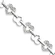 Sterling Silver Cubic Zirconia CZ Heart Link 7 inch Bracelet